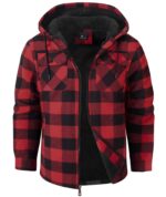SwissWell Herren Flanelljacke mit Fleecefutter – Karierte Winterjacke mit Reisssverschluss