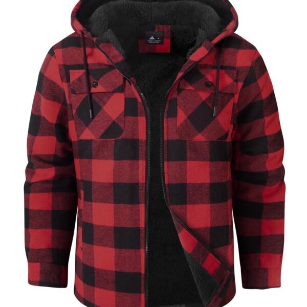 SwissWell Herren Flanelljacke mit Fleecefutter – Karierte Winterjacke mit Reisssverschluss