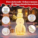 COSTWAY LED Schneemann 141 cm mit 100 warmweissen LED-Lichtern – Weihnachtsdeko für Innen & Aussen – Bild 5
