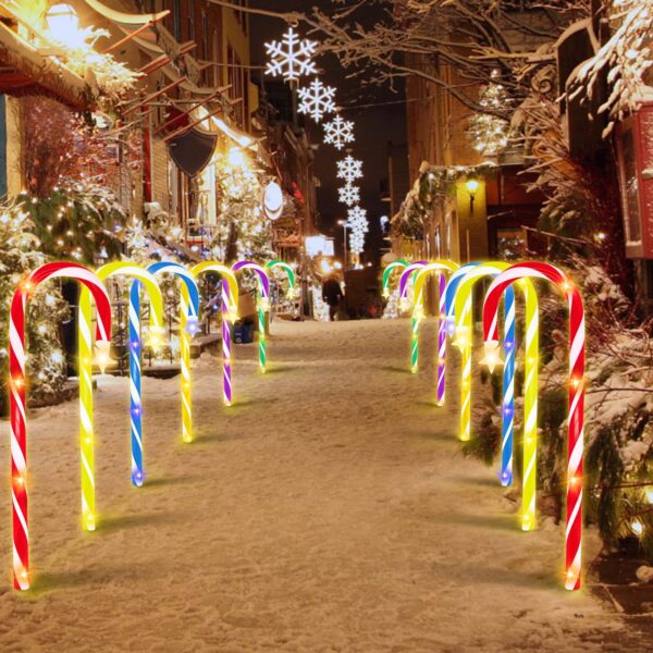 YAVOCOS 46cm Zuckerstangen Lichterketten Set mit 12 LEDs – Weihnachtsdeko für Innen & Aussen