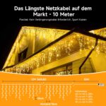 WOWDSGN Eisregen Lichterkette 12m 360 LED Warmweiss IP44 – Weihnachtsbeleuchtung Außen mit Timer – Bild 2
