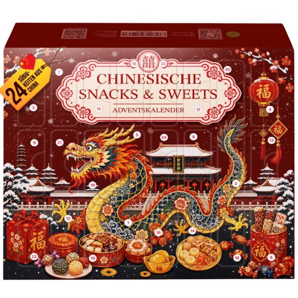 He-Ju Adventskalender 2026 – 24 asiatische Snacks & Sweets aus China | Nachhaltig handgepackt