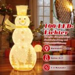 COSTWAY LED Schneemann 141 cm mit 100 warmweissen LED-Lichtern – Weihnachtsdeko für Innen & Aussen – Bild 4