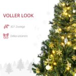 HOMCOM Künstlicher Weihnachtsbaum 120 cm mit 80 LED & Kugeln – Naturgetreuer Christbaum – Bild 6