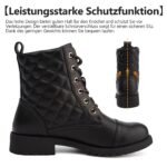 todaysunny Damen Schnürstiefel mit Reissverschluss – Wasserdichte Combat Boots Schwarz – Bild 6