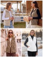 Novastellara Teddy Fleece Weste Damen – Sherpa Wärmeweste mit Stehkragen für Herbst & Winter – Bild 6