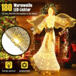 COSTWAY Beleuchteter Weihnachtsengel 160 cm mit 180 LED-Lichtern – Outdoor Weihnachtsdeko – Bild 3