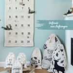 Papierdrachen Adventskalender 2026 – Bestickter Wandteppich 120x60 cm mit 24 Stoffbeutel – Bild 6