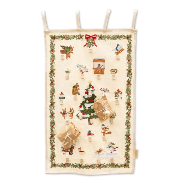 Papierdrachen Adventskalender 2026 mit 24 Schlaufen – Wandkalender Wintertiere 50 x 70 cm