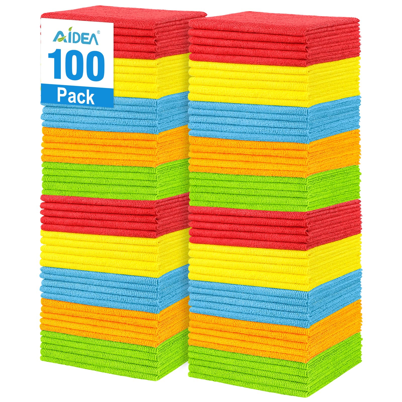 AIDEA Mikrofasertücher 100er Set 30x30 cm – Fusselfreie Reinigungstücher für Auto & Haushalt