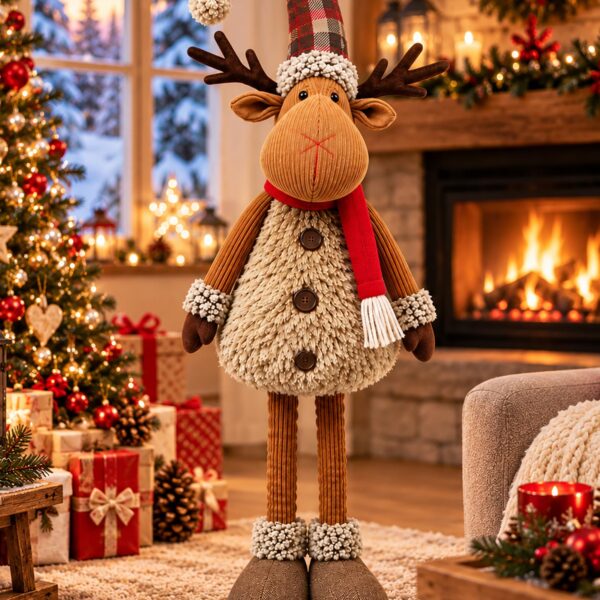 KAMACA XL Weihnachtselch 98 cm mit Teleskopbeinen – Premium Rentier Dekofigur
