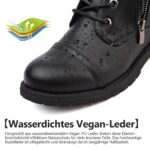 todaysunny Damen Stiefeletten wasserdicht – Schnürstiefel mit Reissverschluss in Schwarz – Bild 3