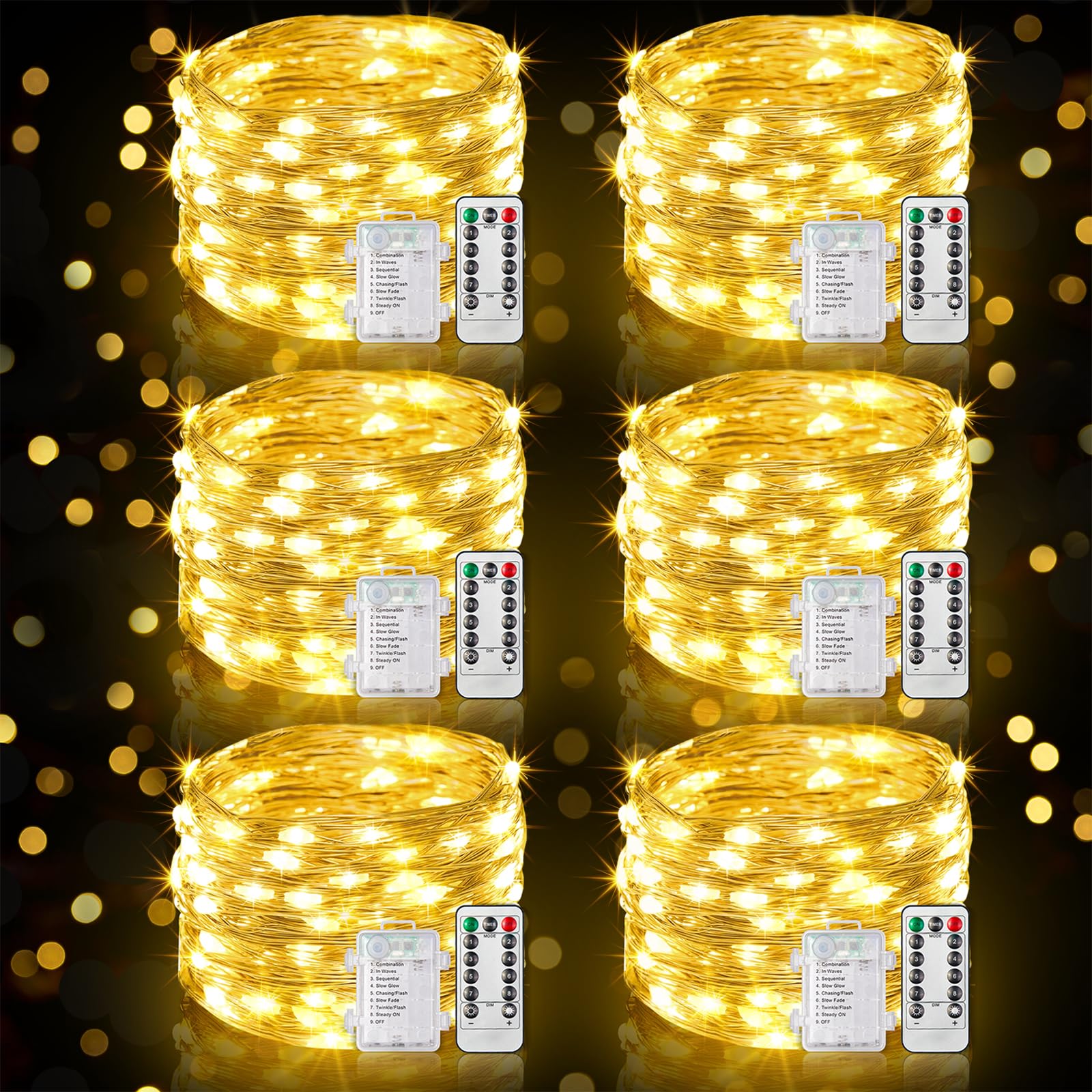 GEARLITE 10M LED Lichterkette mit Batterie & Fernbedienung – 100 LEDs Warmweiss für Deko