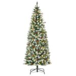 HOMCOM Künstlicher Weihnachtsbaum 180 cm mit 300 LED & Schnee – Tannenbaum für Innen