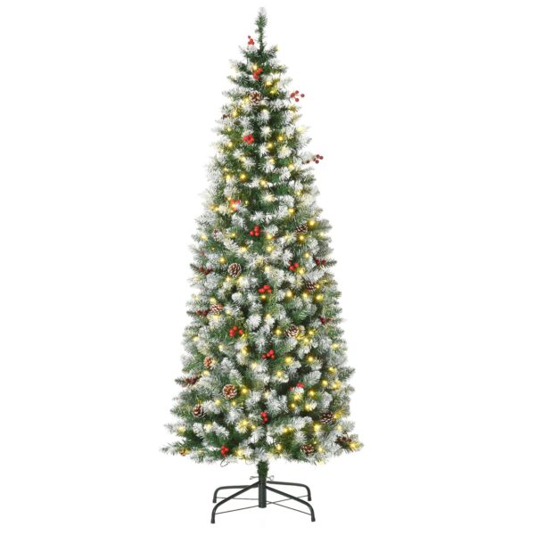 HOMCOM Künstlicher Weihnachtsbaum 180 cm mit 300 LED & Schnee – Tannenbaum für Innen