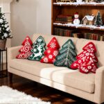 Lanpn 2er Set Weihnachtskissen Tannenbaum – Dekokissen mit Schneeflocke & Elch für Sofa & Bett – Bild 5