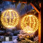 Yowin 30cm Weihnachtsleuchtkugel 200 LED mit Timer & 8 Modi – Wasserdichte Außendeko im 2er-Set