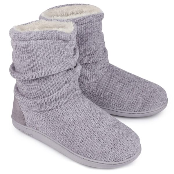 LongBay Damen Winter Hausschuhe mit Memory Foam & Chenille – Warme Kuschel-Hausstiefel für Zuhause