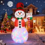 Moxled 2,4m Aufblasbarer Schneemann mit LED-Lichtern – Weihnachtsdeko für Garten & Außen