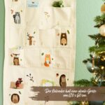 Papierdrachen Adventskalender 2026 Waldtiere – Bestickter Wandkalender 120x60 cm, wiederverwendbar – Bild 3