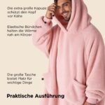 BEDSURE Hoodie Decke mit Ärmeln 95x85cm Rosa – Sherpa Kuscheldecke mit Taschen für Damen & Herren – Bild 6