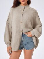 Saodimallsu Strickjacke Damen Oversized mit Laternenärmeln – Cardigan für Herbst & Winter – Bild 3