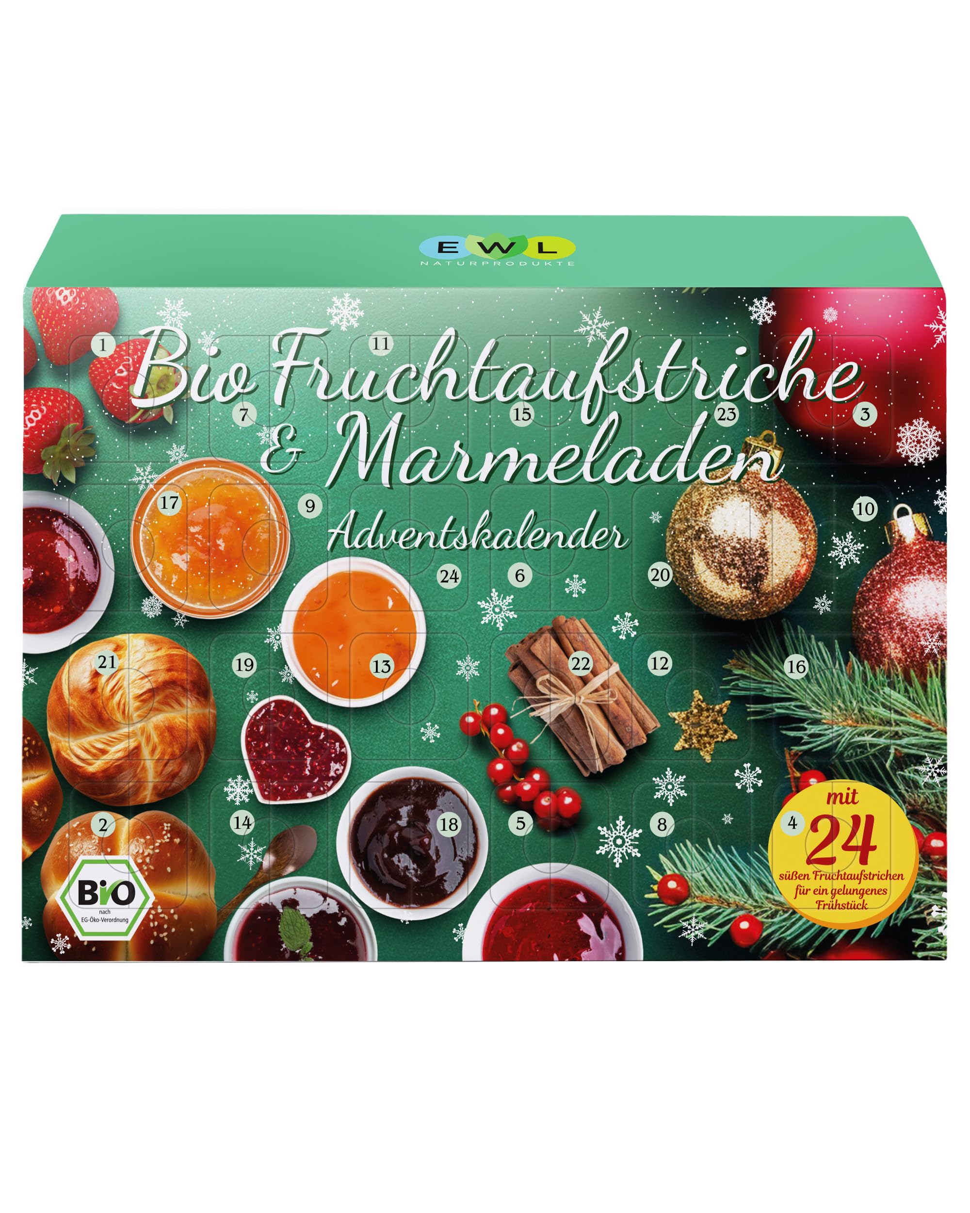 EWL BIO Adventskalender 2026 – 24 Marmeladen & Konfitüren im Glas, handgemacht in Deutschland