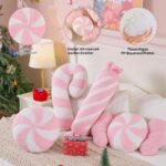 Lanpn 4er Set Bonbon-Dekokissen Rosa-Weiss – Weihnachtskissen für Sofa & Bett – Bild 6