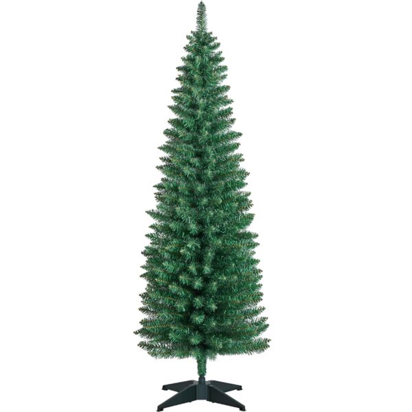 Yaheetech 154 cm Bleistift-Weihnachtsbaum – Schmaler Kunsttannenbaum mit 294 Spitzen