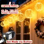 Yowin LED Leuchtkugel 30cm mit 200 LEDs – Weihnachtsbeleuchtung Außen mit 8 Modi & Timer – Bild 5