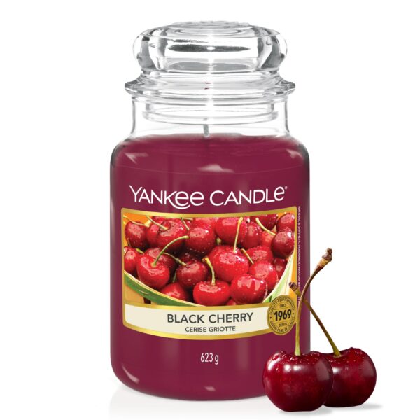 Yankee Candle Black Cherry Duftkerze gross – 150 Stunden Brenndauer im Glss