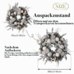 Valery Madelyn 46cm Weihnachtskranz mit 20 LED & Timer – Türkranz Weiss-Silber – Bild 5