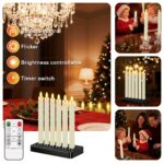 HL Aufladbare LED Stabkerzen 25 cm mit 3D-Docht, Timer & Fernbedienung – Elfenbeinweiß – Bild 2
