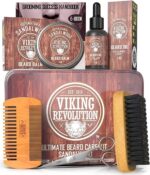 Viking Revolution Bartpflegeset mit Wildschweinborsten-Bürste, Holzkamm & Sandelholzöl