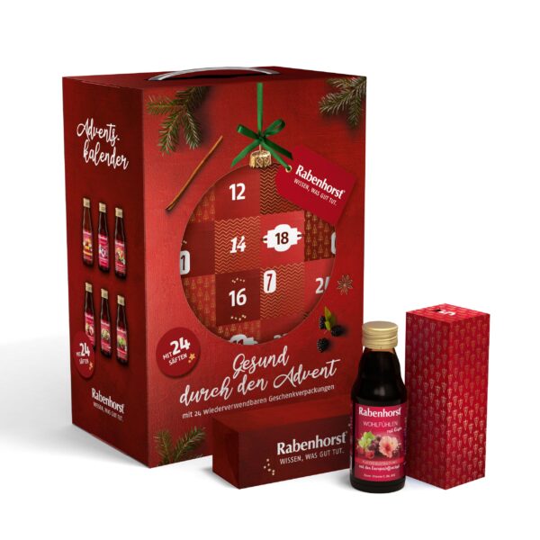 Rabenhorst Saft Adventskalender – 24 Direktsäfte in Glasflaschen, vegan & ohne Zuckerzusatz