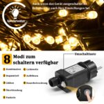 UISEBRT LED Lichternetz 6x2m Warmweiss – 280 LEDs mit 8 Modi für Innen & Aussen – Bild 3