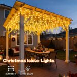 Gcstnn Eisregen Lichterkette 20m 480 LEDs Warmweiss – Weihnachtsdeko mit Timer für Aussen – Bild 6