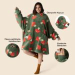 BEDSURE Hoodie Decke mit Ärmeln 95x85 cm – Sherpa Kuscheldecke mit Taschen für Winter – Bild 2