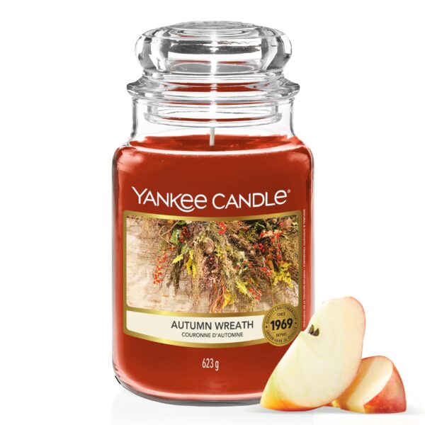 Yankee Candle Autumn Wreath Duftkerze Gross – 150 Stunden Brenndauer für Herbststimmung