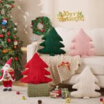 Lanpn 2er Set Weihnachtsbaum Kissen 45,5x41cm – Flauschige Dekokissen für Sofa & Bett – Bild 5