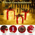Quntis 3er Set LED Geschenkboxen 60 warmweisse LEDs – Weihnachtsdeko mit Timer & 8 Modi – Bild 3