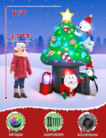 Vintoney 213cm Aufblasbares Pilzhaus mit Weihnachtsmann, Pinguin & Bär – XXL LED Weihnachtsdeko – Bild 5