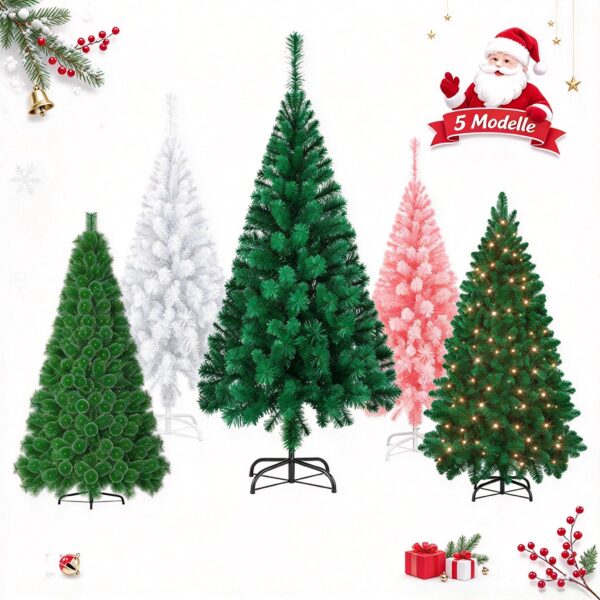 HENGMEI Künstlicher Weihnachtsbaum 180 cm mit Ständer – Weisser PVC-Tannenbaum