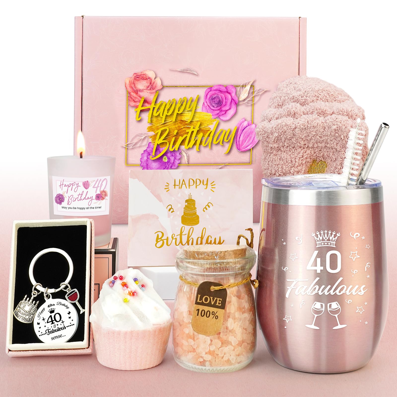 Epessa 40. Geburtstagsgeschenk für Frauen – Luxus Geschenkset mit Thermobecher & Spa-Produkten