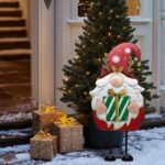 61 cm Weihnachtswichtel Metall mit Rentiergeweih – Gartendeko Innen & Aussen