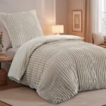 RUIKASI Flanell Bettwäsche 135x200 Beige 2teilig – Wärmende Winterbettwäsche mit Reisssverschluss – Bild 2