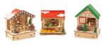 small foot Weihnachtsmarkt Lampen-Set aus Holz – LED-Dekoration mit 3 beleuchteten Hütten
