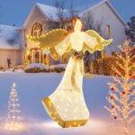 COSTWAY Beleuchteter Weihnachtsengel 160 cm mit 180 LED-Lichtern – Outdoor Weihnachtsdeko – Bild 8