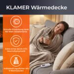 KLAMER Wärmedecke 180x130 cm mit 9 Heizstufen – Elektrische Heizdecke für Bett & Sofa – Bild 2