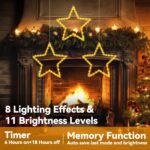 POIFL Weihnachtssternenlicht 3er Set mit 120 LEDs – Warmweiss Fensterbeleuchtung mit Fernbedienung – Bild 3